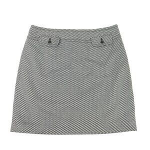 LOFT 8 Black White Hatch Print Above Knee Skirt A-Line Faux Pockets Side Zip